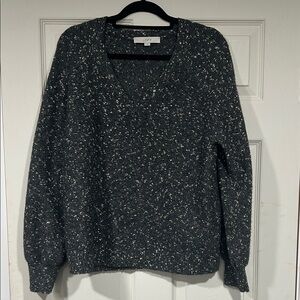 LOFT Charcoal and Cream Knit Sweater